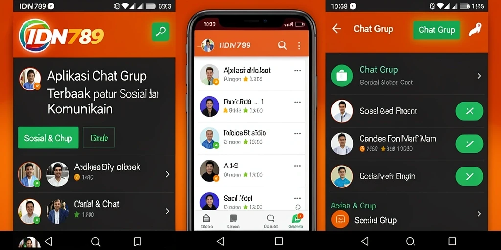 Tampilan antarmuka utama aplikasi Chat Grup IDN789 yang intuitif.
