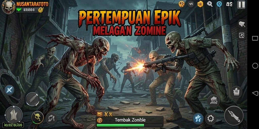 Tampilan antarmuka NUSANTARATOTO saat menembak zombie.