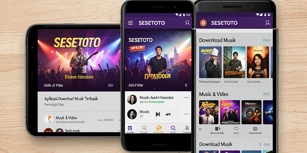 Antarmuka SESETOTO dengan fitur Download Musik yang sederhana dan intuitif.